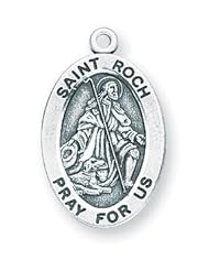 St. Roch Pendant Oval Sterling Silver with Chain