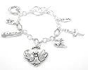 Beautiful Inspirational Guardian Angel Themed Charm Bracelet Silver Tone