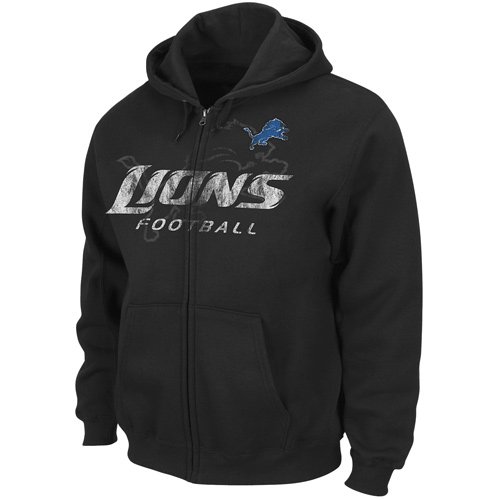 NFL Men's Detroit Lions Touchback IV Long Sleeve Fullzip Hooded Fleece (Black, X-Large)