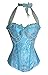 Overbust Lace up Back Turquoise and Silver Halterneck Fashion Corset Bustier Top