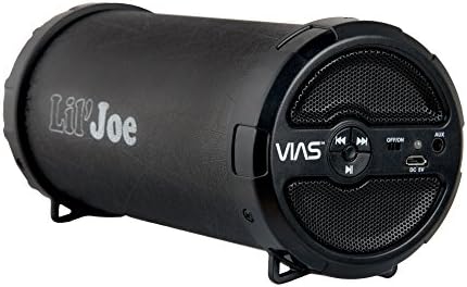 VIAS Lil'Joe portable BlueTooth 4.1 speaker, up to 200 ft BlueTooth range, built-in rechargeable battery, for iPhone, Samsung and other smart phones and with 3.5mm AUX input for computer/Mac/iPod