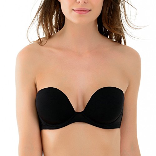 La Isla Women's Smooth Demi Shell Shape Removable Pad Multiway Strapless Bra