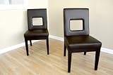 Review visiondecor Furniture  / Set of 2 Contemporary Dark Brown Leather Parson Dining Chairs