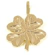 Four Leaf Clover Charm Diamond-Cut 14k Gold 16mm