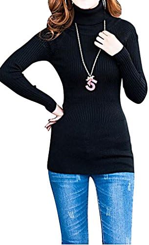JVA Women's Casual Slim Fit Long Sleeve Knitted Round Neck Pullover SW46, Black Large