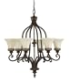 Murray Feiss F2224/6WAL Drawing Room Six-Light Chandelier in Walnut and Amber Snow Scavo Glass