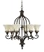Murray Feiss F2224/6WAL Drawing Room Six-Light Chandelier in Walnut and Amber Snow Scavo Glass