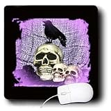 WhiteOaks Halloween Skulls - Three Skulls and Raven Skull with Raven - Mouse Pads