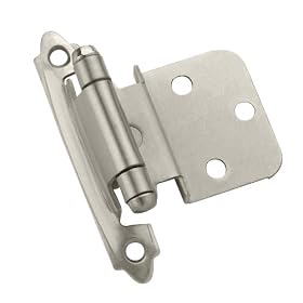 Amerock BP3428-G10 Self-Closing Face Mount 3 8-Inch Inset Hinge, Satin Nickel by Amerock