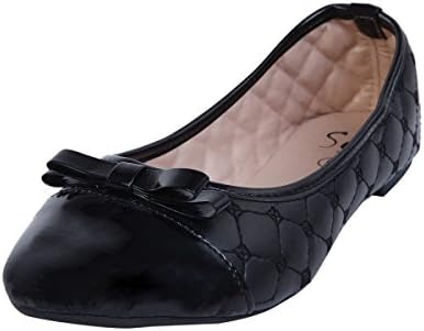 Sol Los Angeles Elegant Women's Black Quilted Ballet Flat Shoes, 11 B(M) US