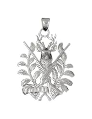 Clevereves 14K White Gold Pendant Two Tone Deer Head and Guns 19.2 - Gram(s)