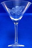 Individually Hand Etched Trout Large Martini Clear Glass 8 1/4