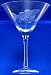 Individually Hand Etched Trout Large Martini Clear Glass 8 1/4"H Set / 4