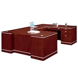 Belvedere Desert Cherry Right Bridge Executive UDesk Sunset Cherry Finish