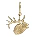 Elk Head Diamond Pendant 14K Yellow Gold