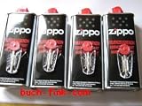 4 x Original Zippo Benzin + 4 x Flints im Spender