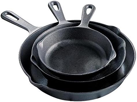 Kitchen 3 Piece Cast Iron Fry Pan Set Skillets Cook Stove Top Oven Camp Black