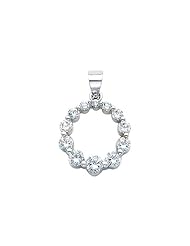 14K White Gold Journey Circle of Life CZ Cubic Zirconia Charm Pendant