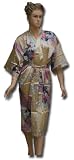 Satin Kimono Bath Robe Night Gown Geisha unisize Gold
