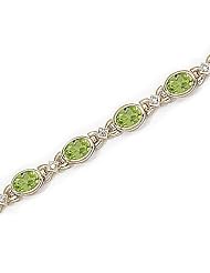 14kt Yellow Gold Oval Peridot and Diamond Bracelet