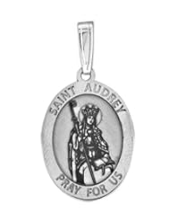 Saint Audrey Medal - Available in Solid 14K Yellow or White Gold, or in Sterling Silver