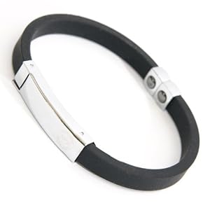 Jet Black Titanium Ion Balance Sport Bracelet Unisex Stainless Steel Tourmaline Anion Compound with Durable Silicone Band Fully Adjustable and Resizeable Hematite Beads Promotes Energy Emits Negative Ions to Neutralize Charge Sports Bracelet