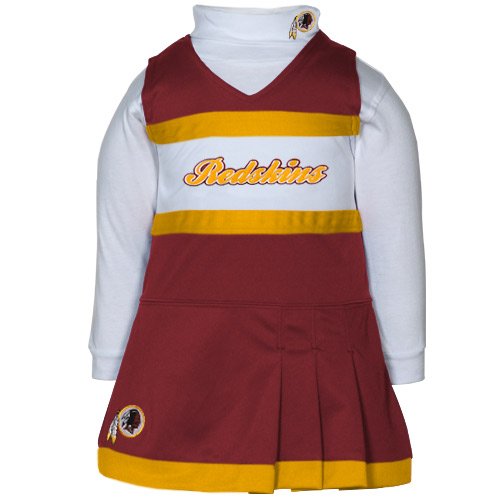 Reebok Washington Redskins Infant Girls Burgundy-White 2-Piece Turtleneck Creeper & Cheerleader Dress Set (24 Months)