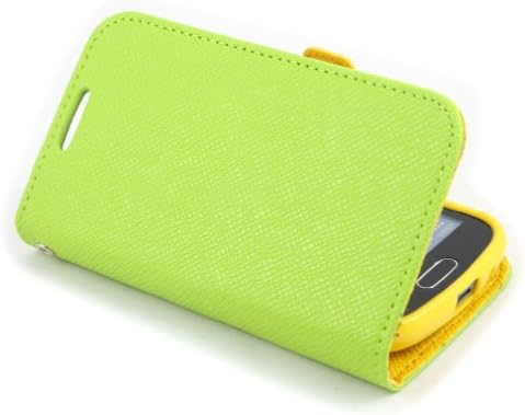 Button Wallet PU Leather Stand Case Cover for Samsung Galaxy S Duos S7562 Green + 1 gift