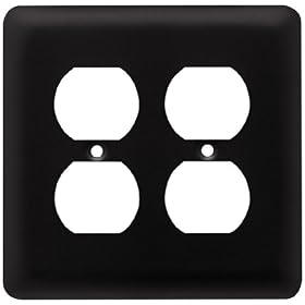 Liberty Hardware 64074 Stamped Round Double Duplex Wall Plate, Flat Black