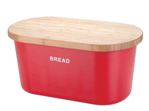 Zeller 25350 Brotkasten, rot, Melamin/Bambus / 39 x 23 x 18.5, rot