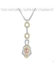 0.43ct. Natural Untreated Padparadscha Sapphire Pendant With 87 Dia 1.02ct. and Dia Link Chain