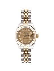 Rolex Ladys New Style Heavy Band Stainless Steel & 18K Gold Datejust Model 179173 Jubilee Band Fluted Bezel Champagne Diamond Dial