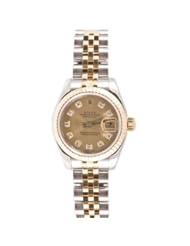 Rolex Ladys New Style Heavy Band Stainless Steel & 18K Gold Datejust Model 179173 Jubilee Band Fluted Bezel Champagne Diamond Dial