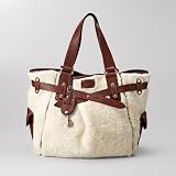 Fossil Faux Fur Large Adrina Tote Handbag Purse ~ White In Color