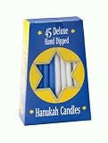 Hanukah Candles, 45 Deluxe Hand-Dipped Blue and White Candles