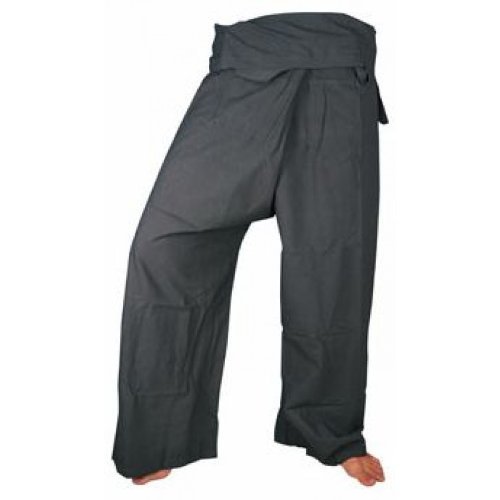 Grey Thai Fisherman Wrap Pants Trousers Yoga Massage Pregnancy Pants 100% Light Cotton Free Size