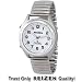 Reizen Atomic Talking Watch White Face with Black Numbers Expansion Band