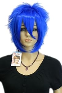 Qiyun Short Punk Rock Blue Spiky Layered Cosplay Synthetic Hair Full Wig
