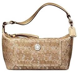 Coach Signature Lurex Top Handle Pouch Bag 40958 Gold