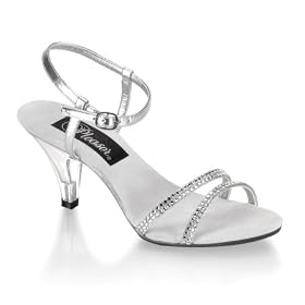 Buy 3 Inch Sexy Bridal Shoe Stiletto Heel Ankle Strap Mini-Platform Rhinestones Silver by Unknown