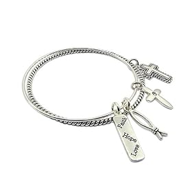 Religious Faith Hope Love Cross Fish Bangle Fashion Bracelet