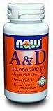 NOW Foods A and D 10,000/400 Iu, 250 Softgels (Pack of 2)