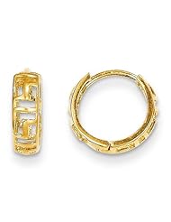 MadiK® 14k Yellow Gold Polished Greek Key Cut Out Hinged Hoop Earrings