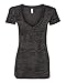 Ladies Burnout Deep V-Neck Tee (Black) (2X-Large)