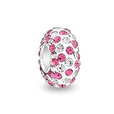 Bling Jewelry Sterling Silver Pink Stripe Swarovski Crystal Bead Pandora Compatible