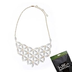 BMC Playful Vintage Acrylic Beads Bib Fashion Statement Collar Womens Party Necklace Jewelry Lot - SHELL WHITE, Starflower Collection
