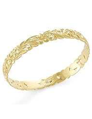 Plumeria Scroll 10mm Bracelet in 14K Yellow Gold - size 8
