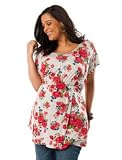 Motherhood Maternity: Plus Size Short Sleeve Cowl Neck Shirring Detail Maternity Blouse