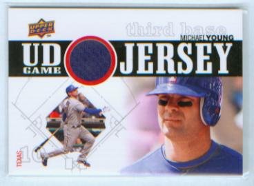 Michael Young 2010 Upper Deck Baseball UD Game Worn Jersey Card #UDGJ-MY / Texas Rangers