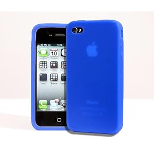 Blue Silicone Case Cover Skin & Screen Protector Kit for New Apple iPhone 4 4G HD